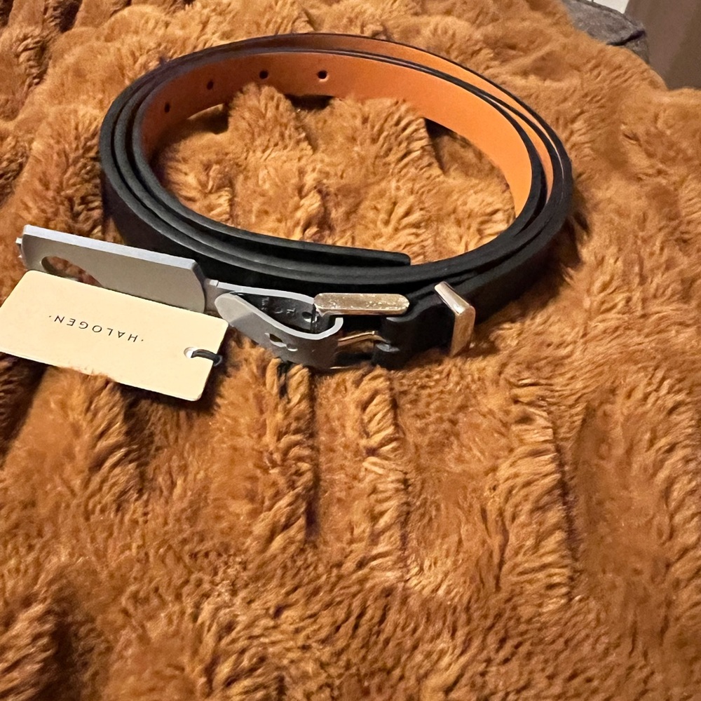 NWT Black Leather Trousers Belt by Halogen